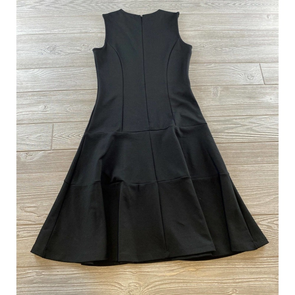 Gap Dress Size 0 Fit & Flare Pleated Stretch Black Sleeveless Round Neck Zipper - Picture 3 of 9